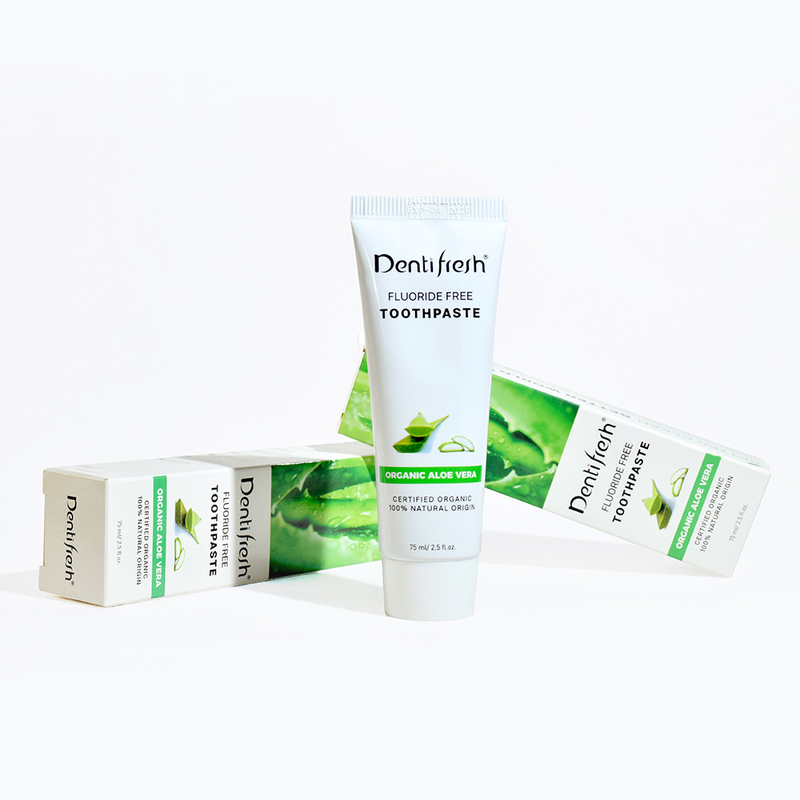 DENTIFRESH натуральная сертифицированная зубная паста Алоэ Вера 75 мл для взрослых детей без фтора