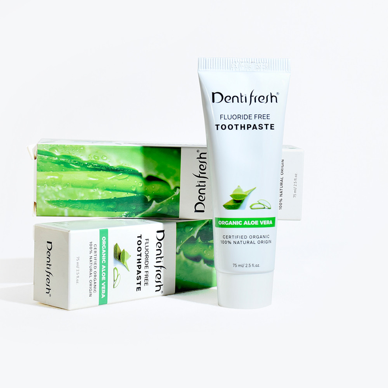 DENTIFRESH натуральная сертифицированная зубная паста Алоэ Вера 75 мл для взрослых детей без фтора