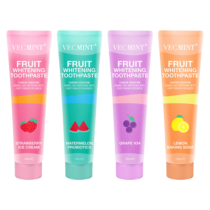 Коллекция зубных паст для отбеливания фруктов Vecmint 100ml, включая арбуз Пробиотики Лимонная сода & More