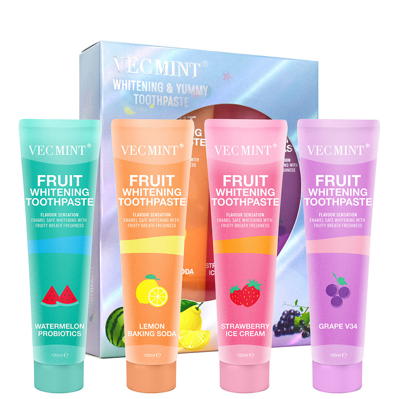 Коллекция зубных паст для отбеливания фруктов Vecmint 100ml, включая арбуз Пробиотики Лимонная сода & More