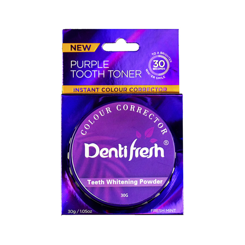 Новый DentiФреш фиолетовый тоник для зубов - мгновенный корректор цвета, отбеливающий порошок для зубов, 30 г
