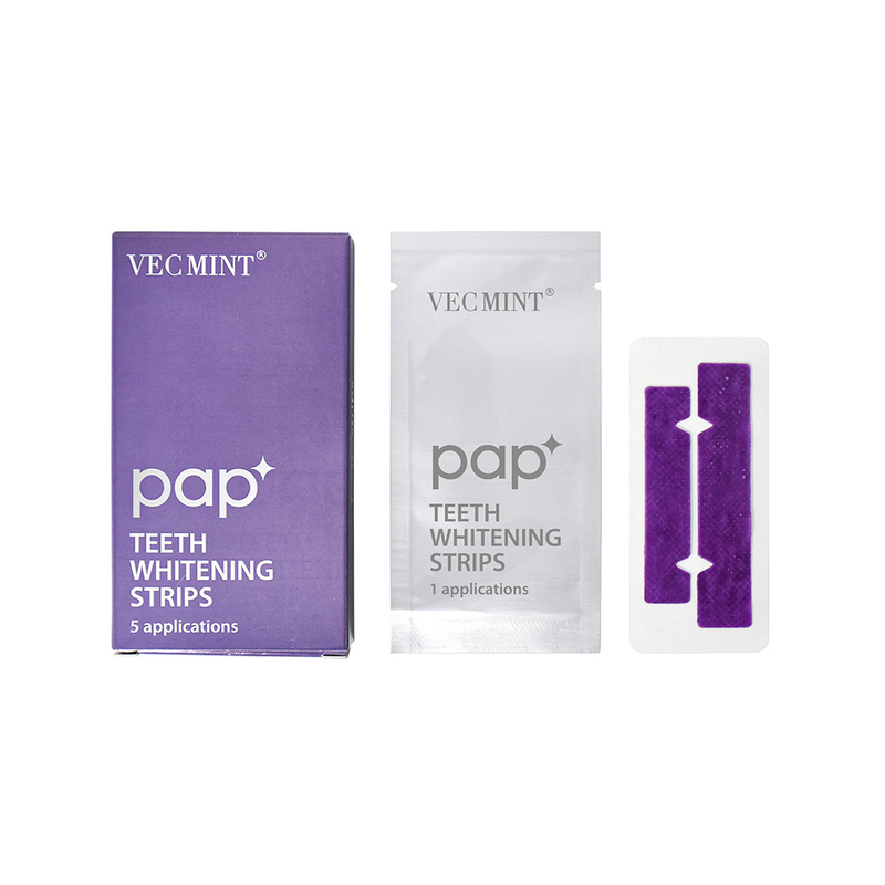 VECMINT pap* Продвинутые полоски для отбеливания зубов - пакет из 5 применений Долговечная белая улыбка.
